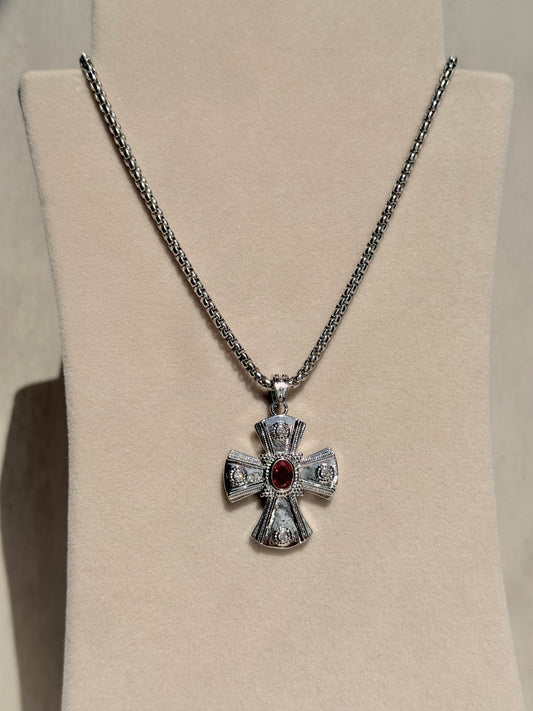 Ruby Heart Cross necklace
