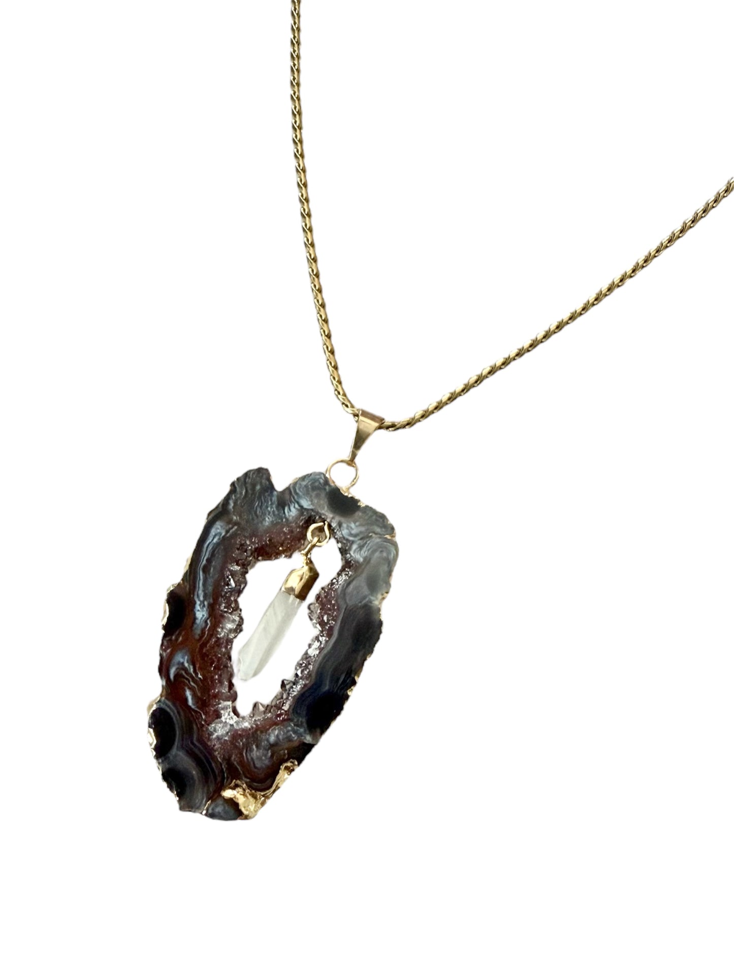 Dangling Crystal Agate Pendant Necklace