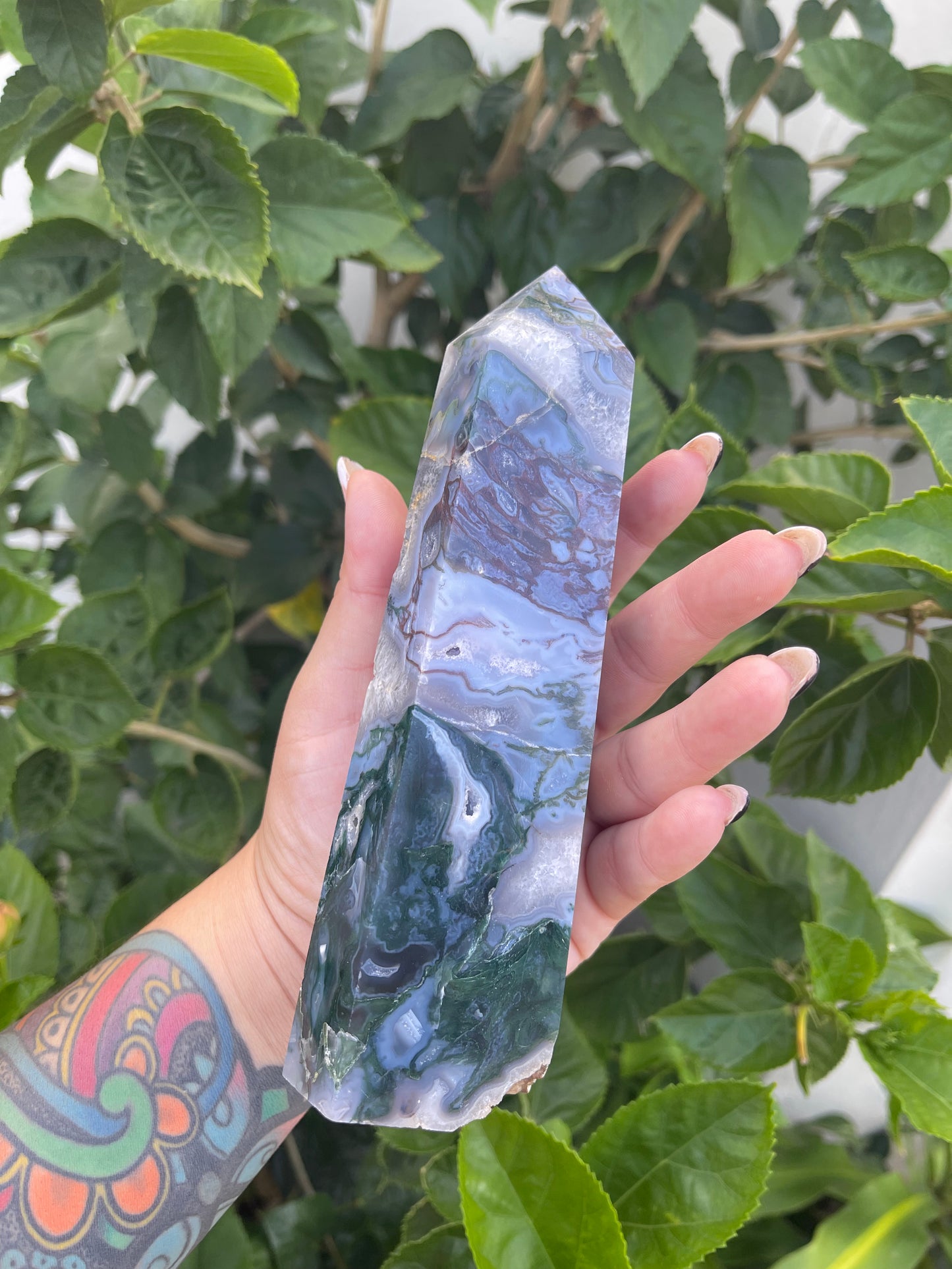 Moss Agate Large Tower