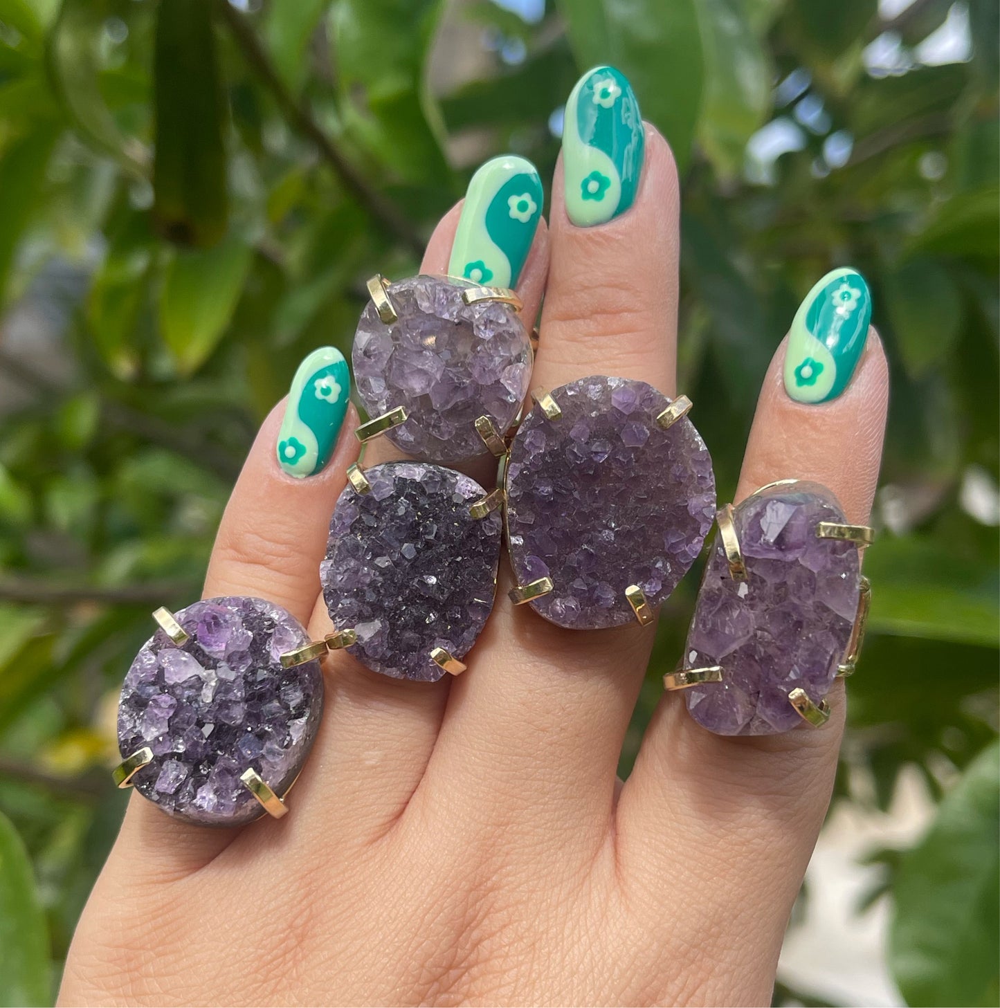 Amethyst cluster ring