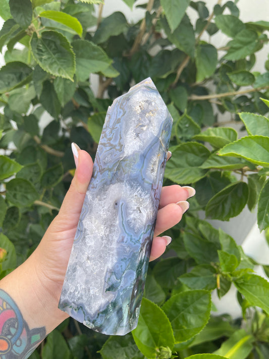 Moss Agate Large Tower