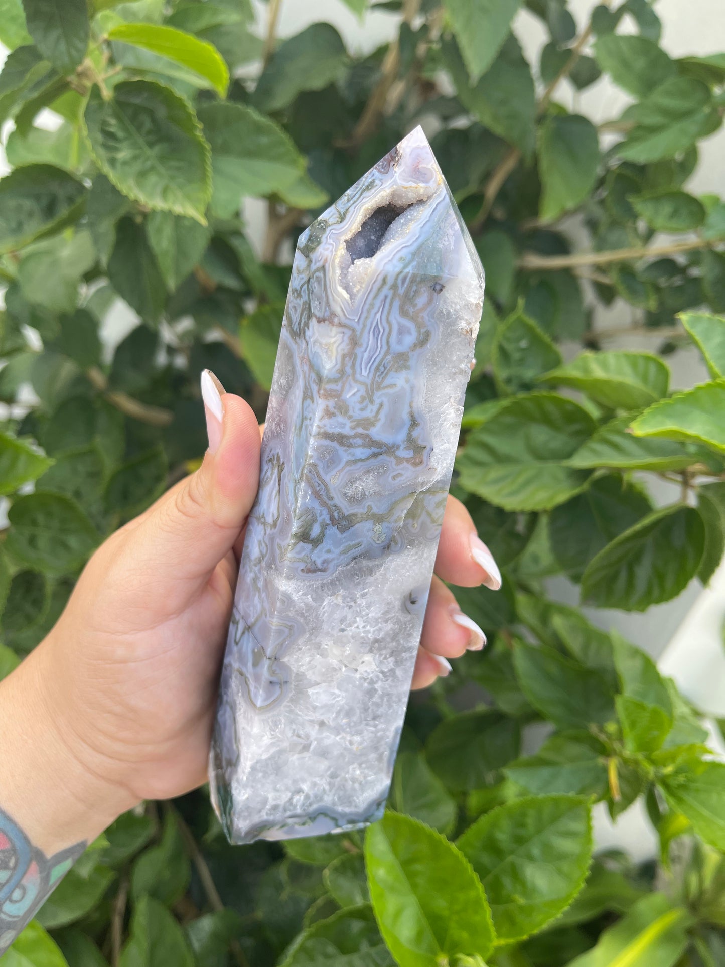 Moss Agate Large Tower