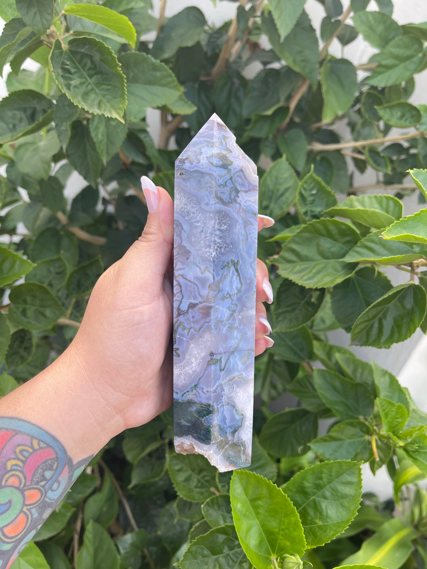 Moss Agate Large Tower