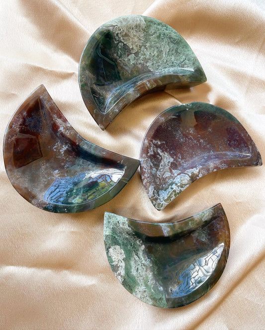 Moss Agate Moon Bowl