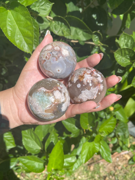 Flower Agate Spheres